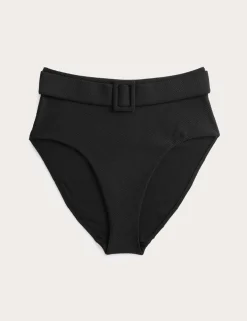 Textured Honey Comb High Waist Bikini Bottoms