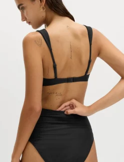 Textured Honeycomb Padded Square Neck Bikini Top