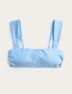 Textured Honeycomb Padded Square Neck Bikini Top