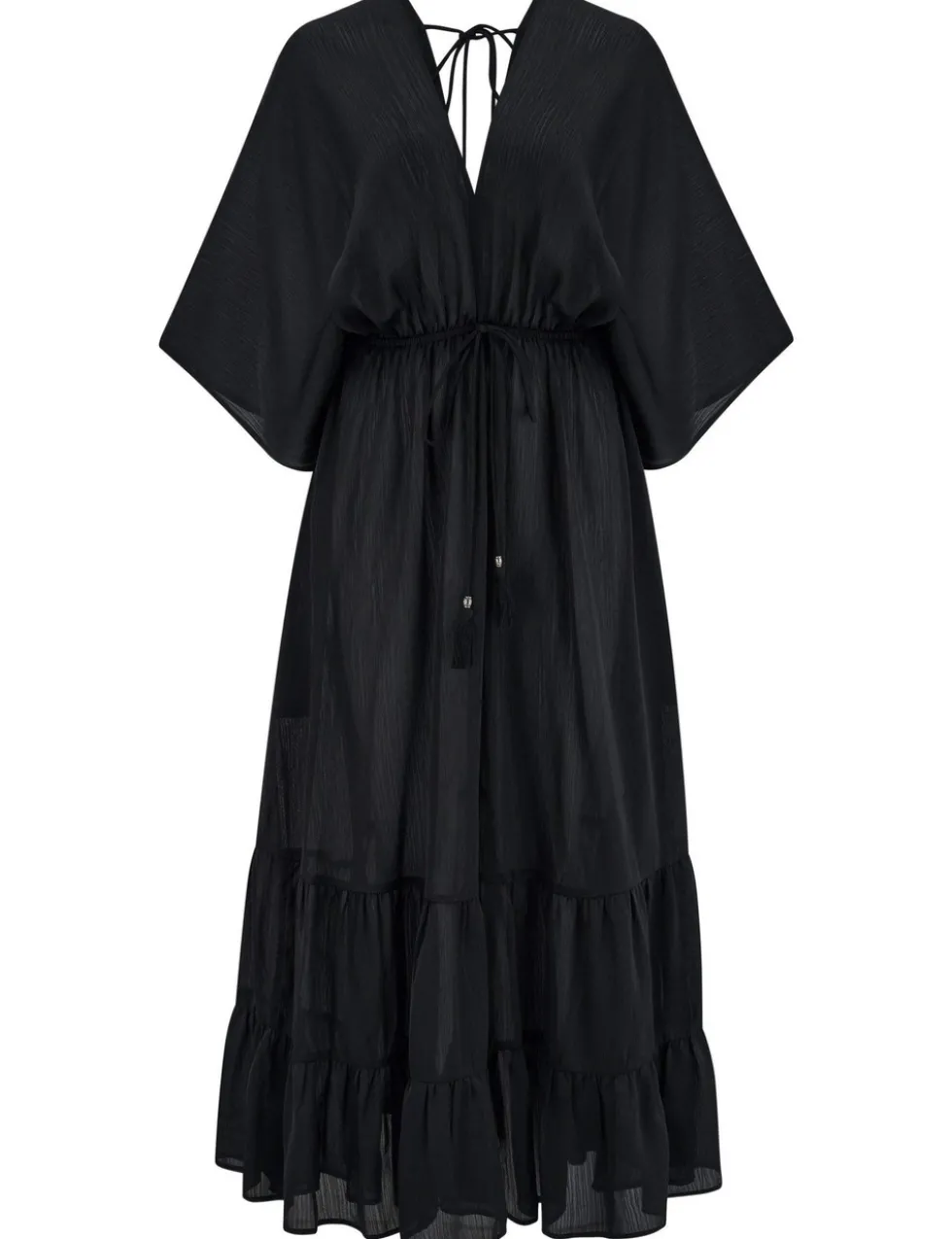 Textured Maxi Tiered Kaftan Beach Dress