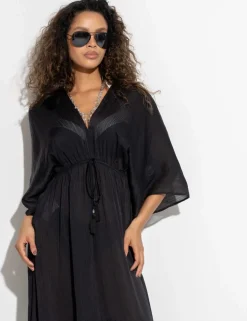 Textured Maxi Tiered Kaftan Beach Dress
