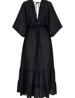 Textured Maxi Tiered Kaftan Beach Dress