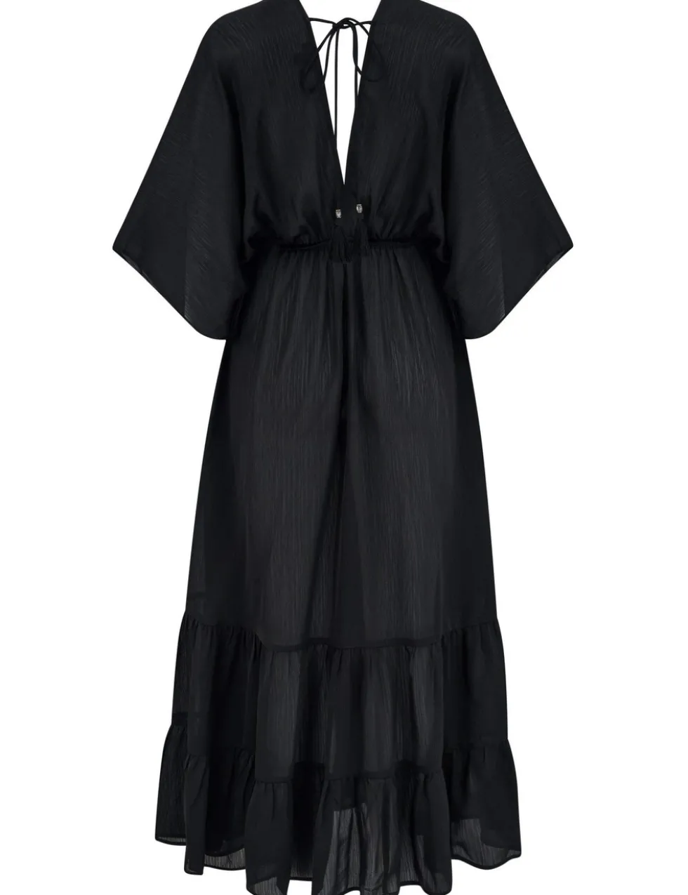 Textured Maxi Tiered Kaftan Beach Dress