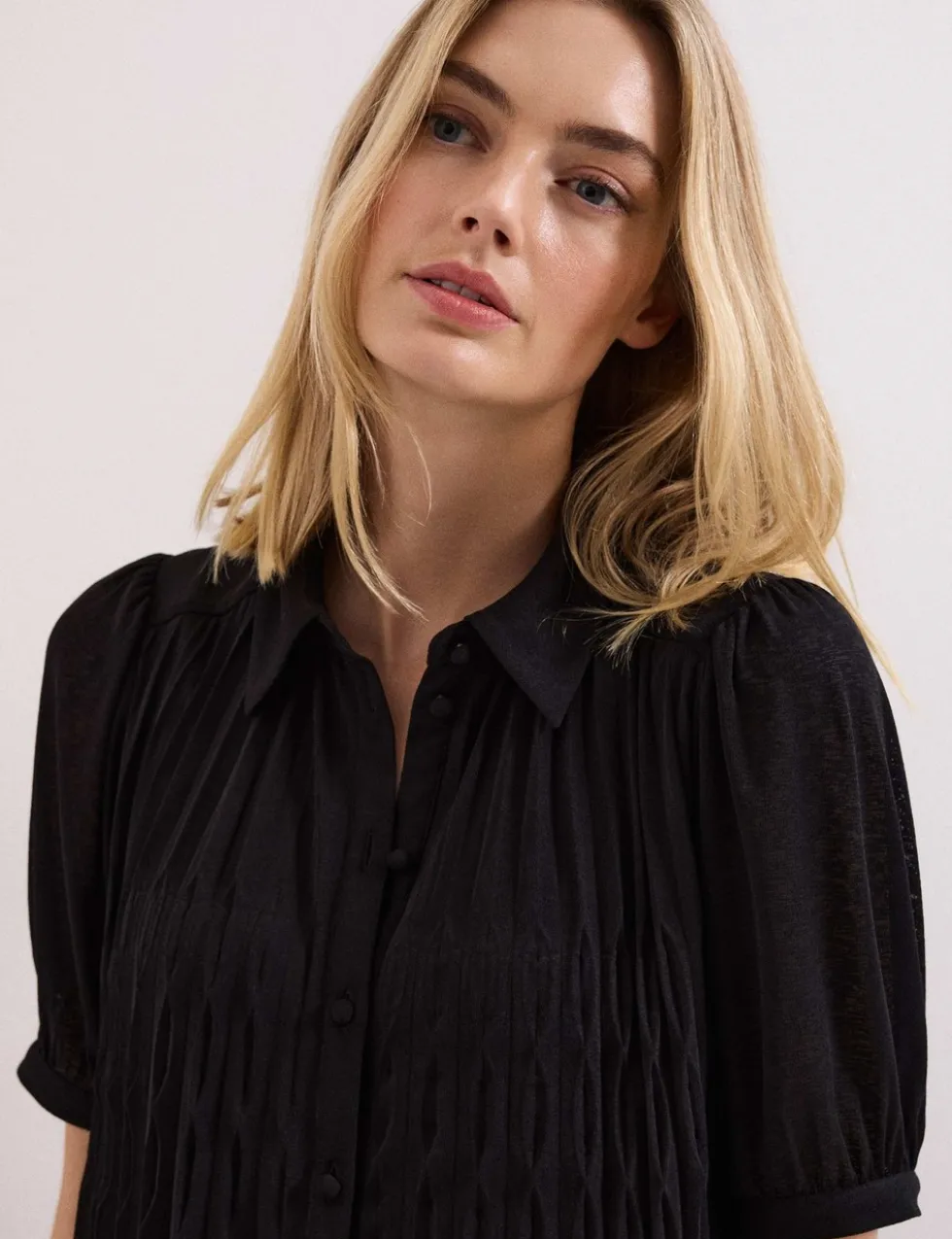 Textured Mini Shirt Dress
