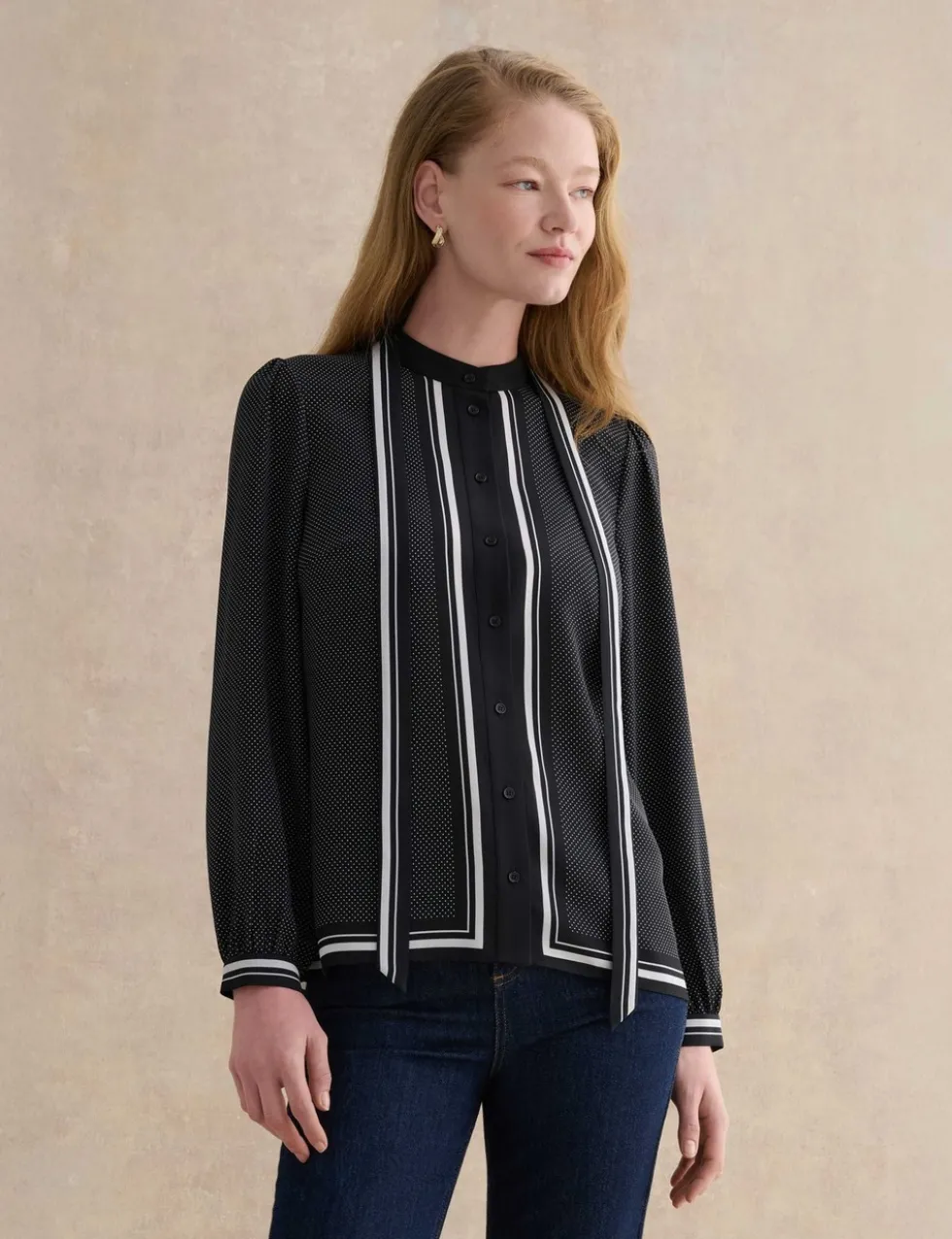 Textured Notch Neck Blouse