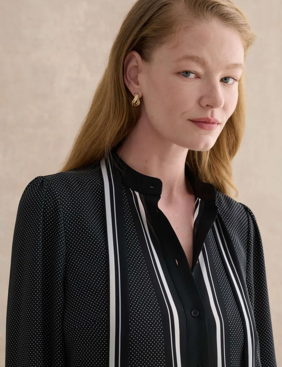 Textured Notch Neck Blouse