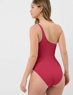 Textured One Shoulder Swimsuit