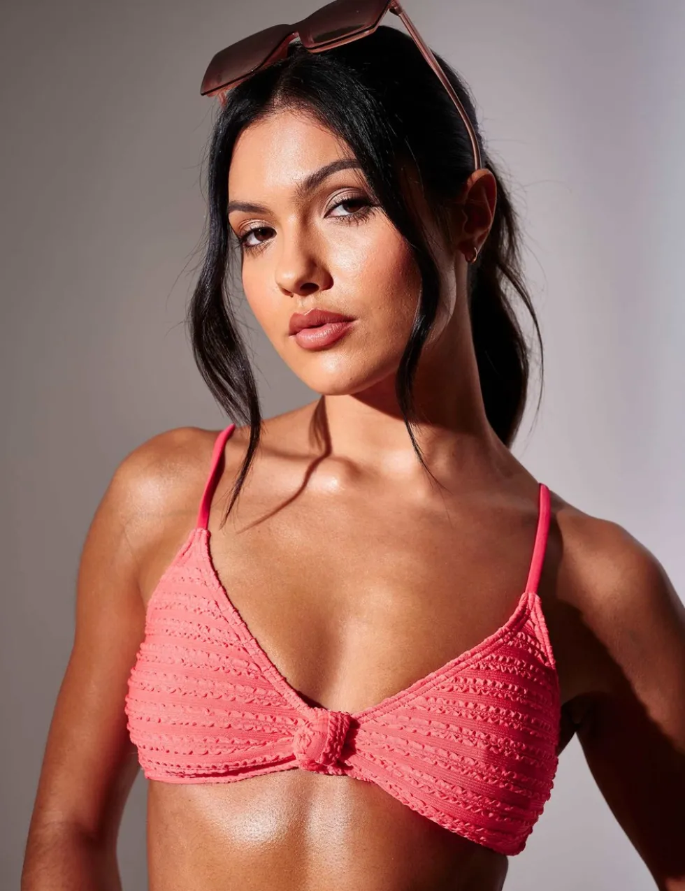 Textured Padded Triangle Bikini Top