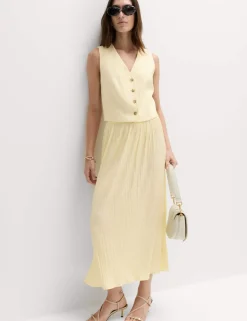 Textured Pleated Midaxi Skirt