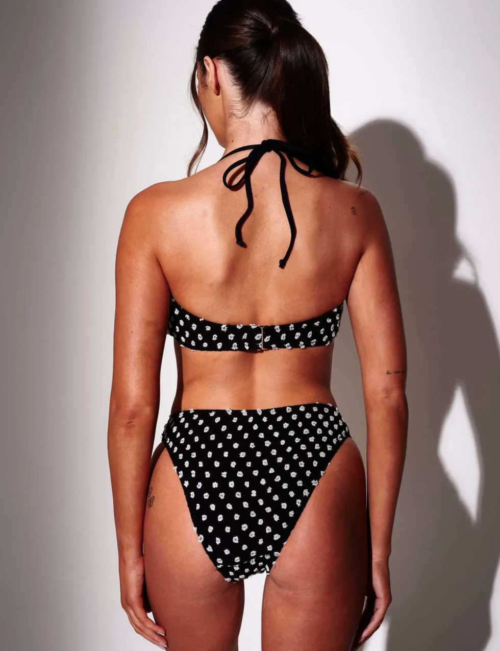 Textured Polka Dot Bandeau Bikini Top