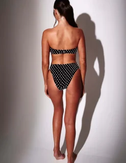 Textured Polka Dot Bandeau Bikini Top