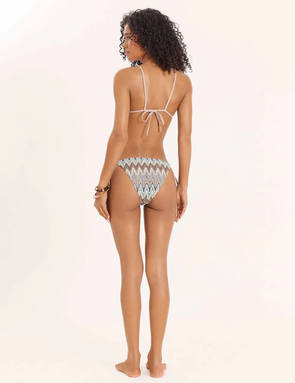 Textured Printed High Leg Bikini Bottoms