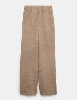 Textured Pull On Wide Leg Trousers