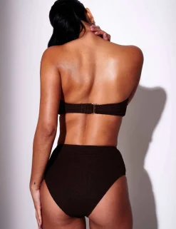 Textured Ring Detail Bandeau Bikini Top