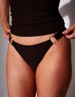 Textured Ring Detail Bikini Bottoms