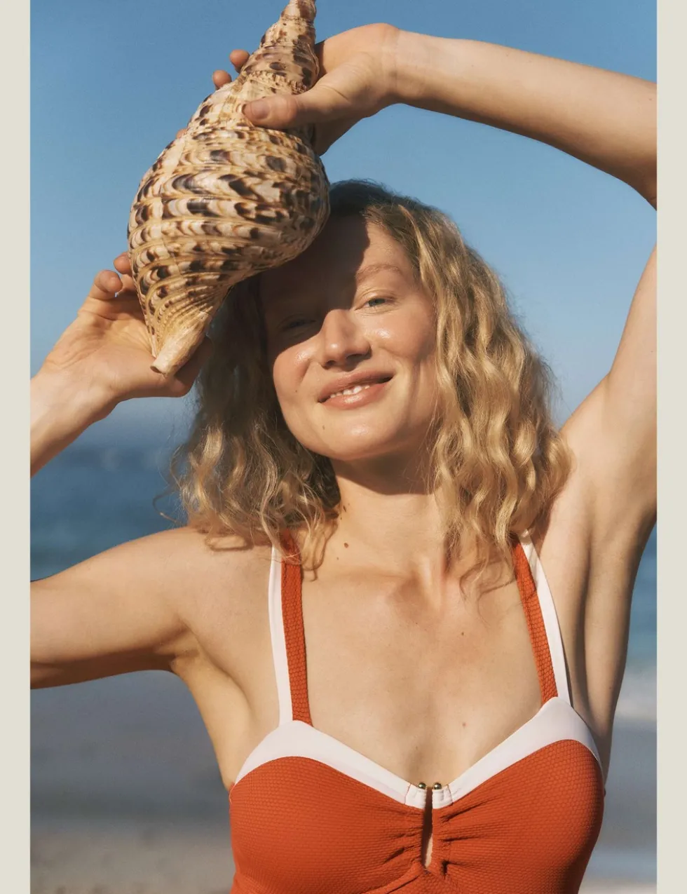 Textured Rng Detail Square Neck Swimsuit