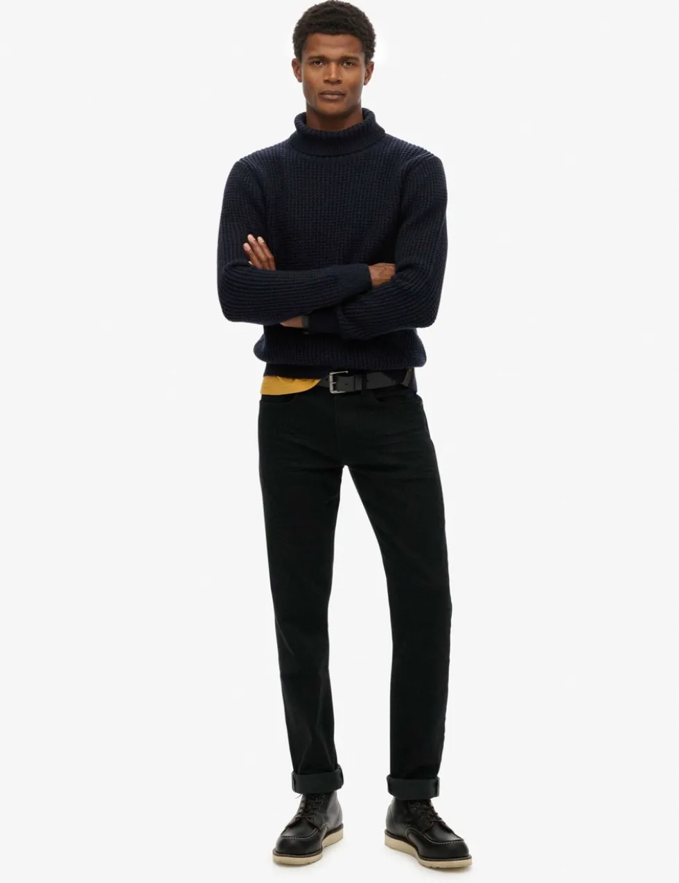 Textured Roll Neck Jumper with Wool