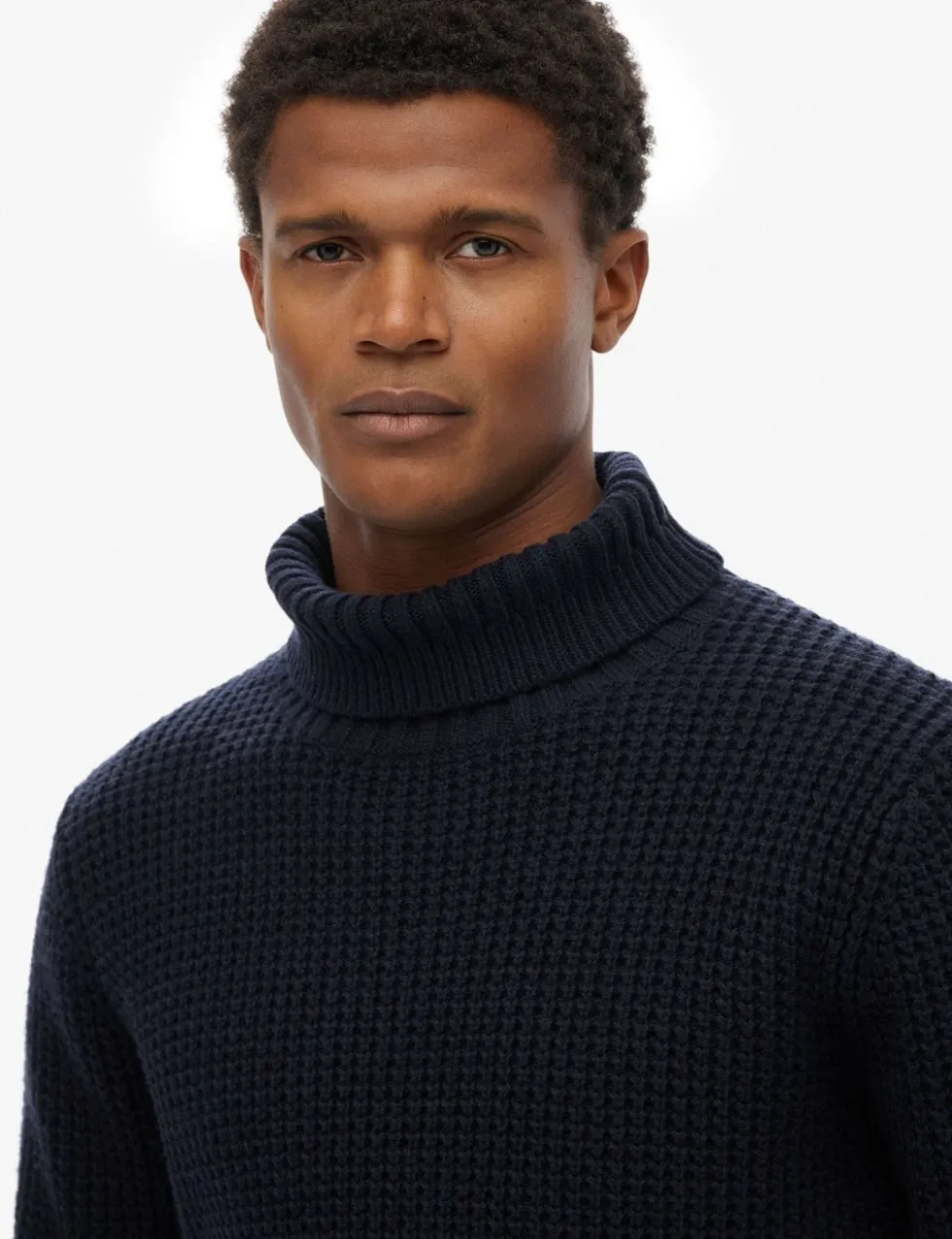 Textured Roll Neck Jumper with Wool