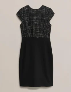 Textured Round Neck Mini Tailored Dress