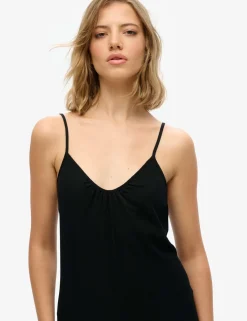 Textured Scoop Neck Strappy Maxi Slip Dress