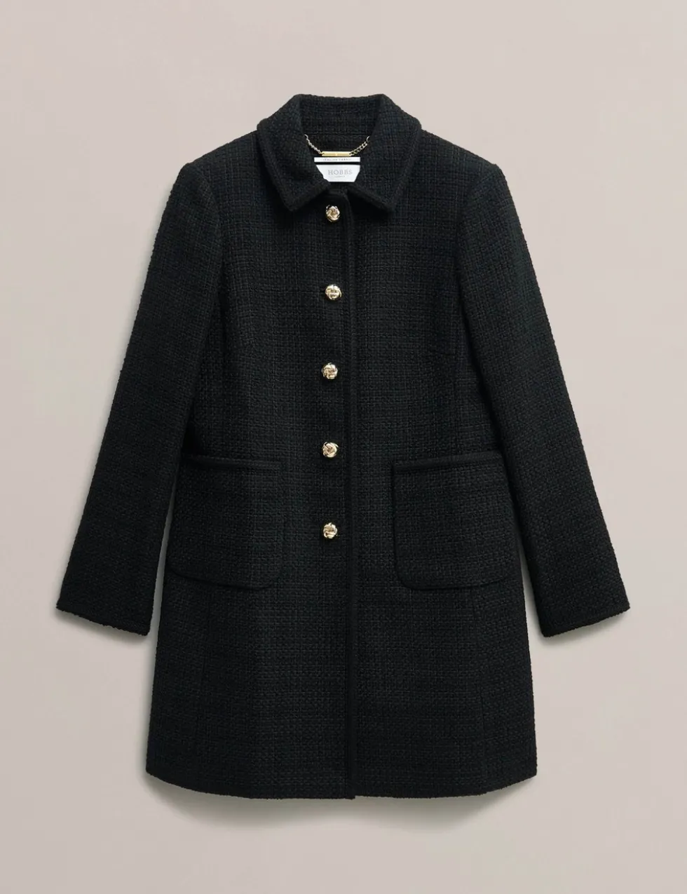 Textured Single Breasted Tailored Coat
