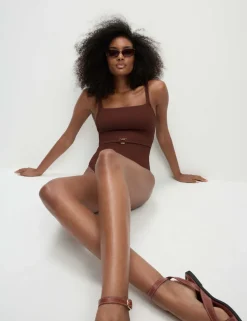 Textured Square Neck Swimsuit