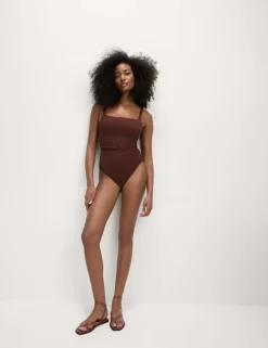 Textured Square Neck Swimsuit