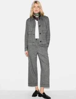 Textured Straight Leg Cropped Trousers