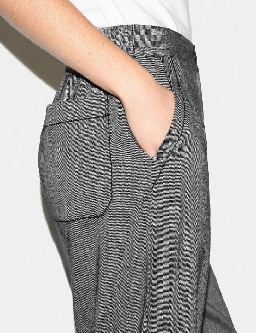 Textured Straight Leg Cropped Trousers