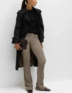 Textured Striped Flared Trousers