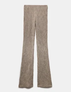 Textured Striped Flared Trousers