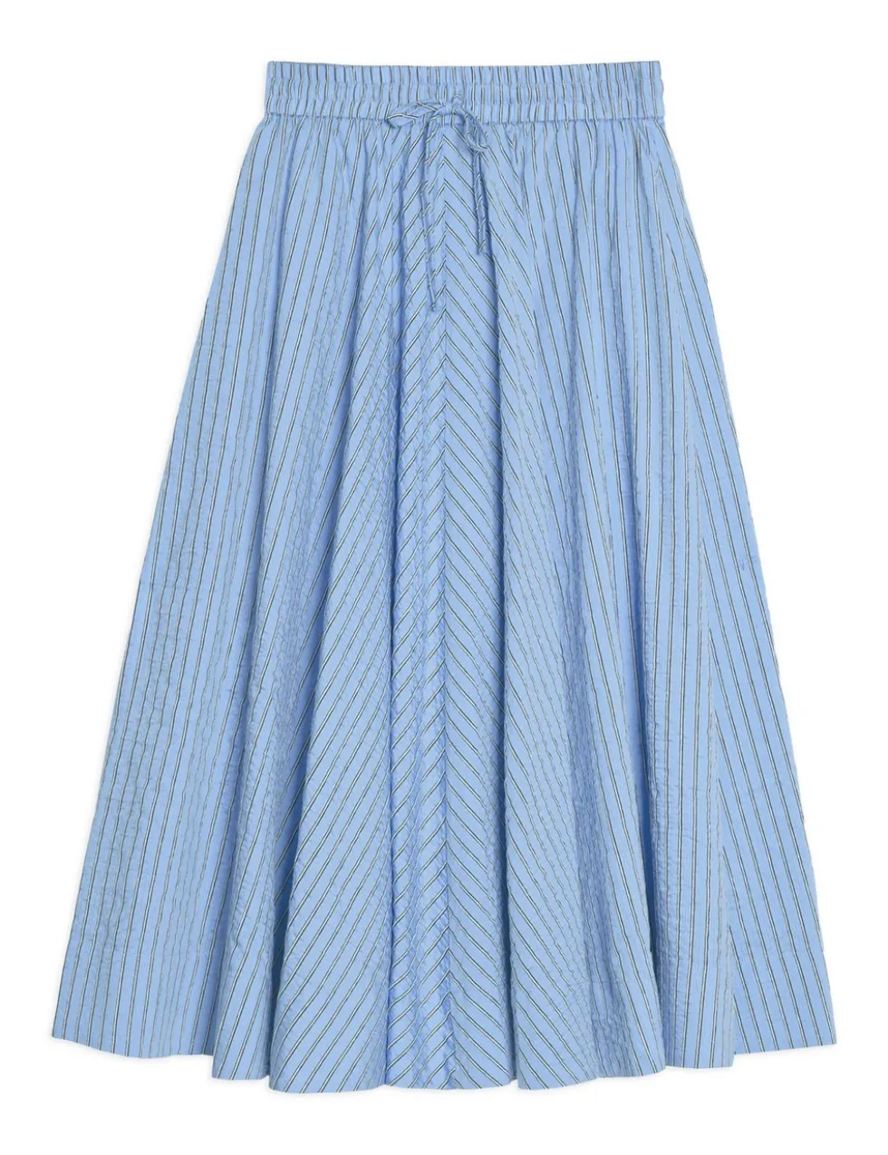 Textured Striped Midi A-Line Skirt
