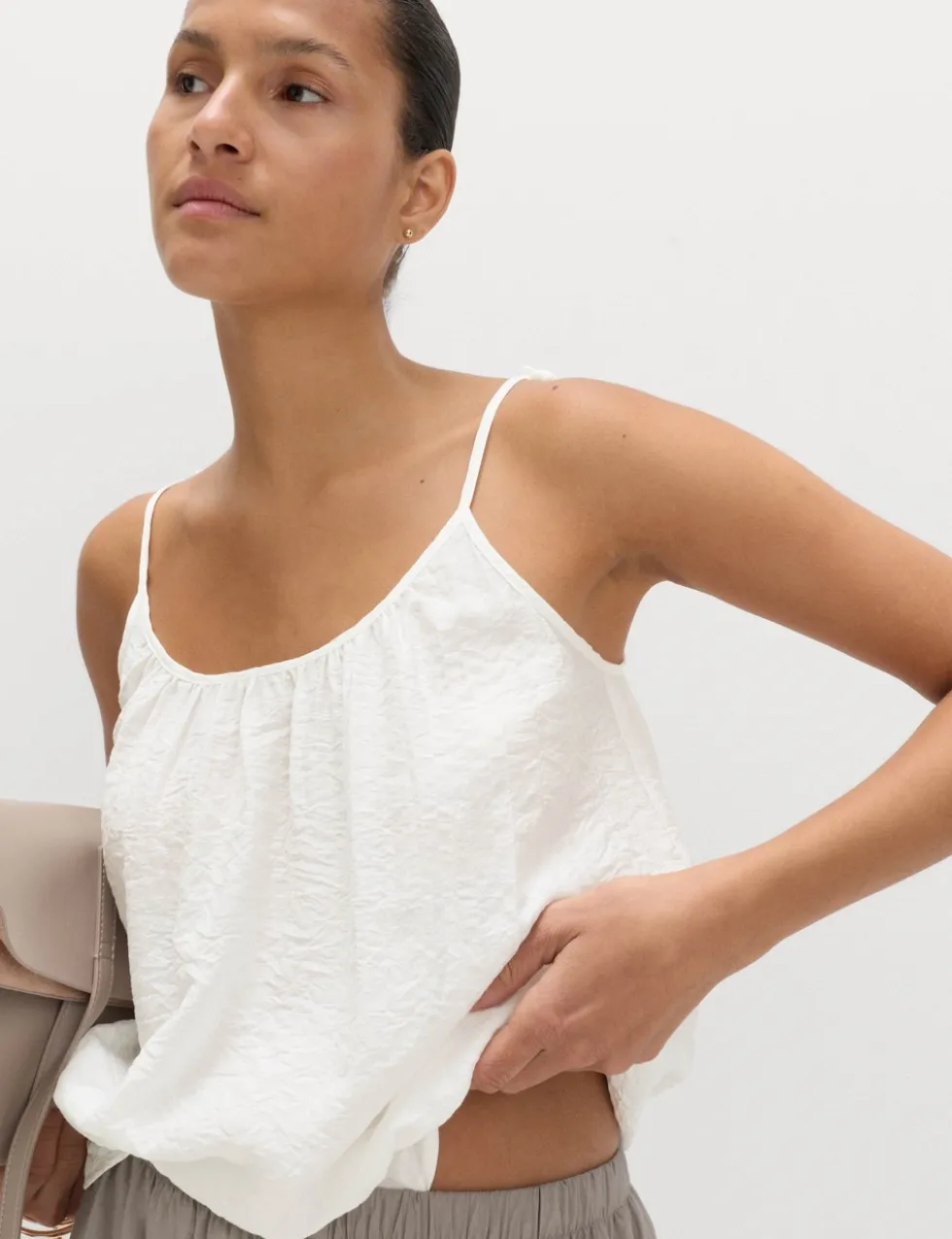 Textured Tie Detail Cami Top