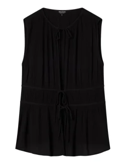 Textured Tie Fastening Beach Cover Up Shirt