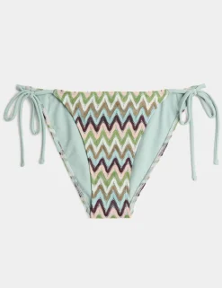 Textured Tie Side Bikini Bottoms