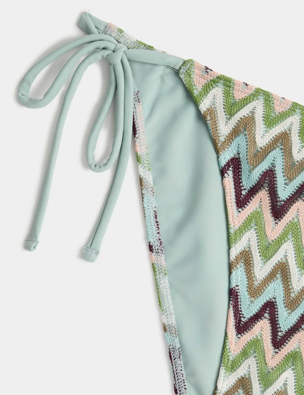 Textured Tie Side Bikini Bottoms