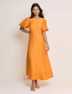 Textured Tie Waist Midi Skater Dress