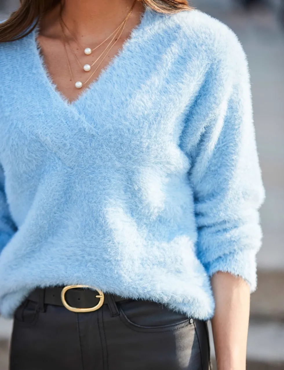 Textured V-Neck Jumper