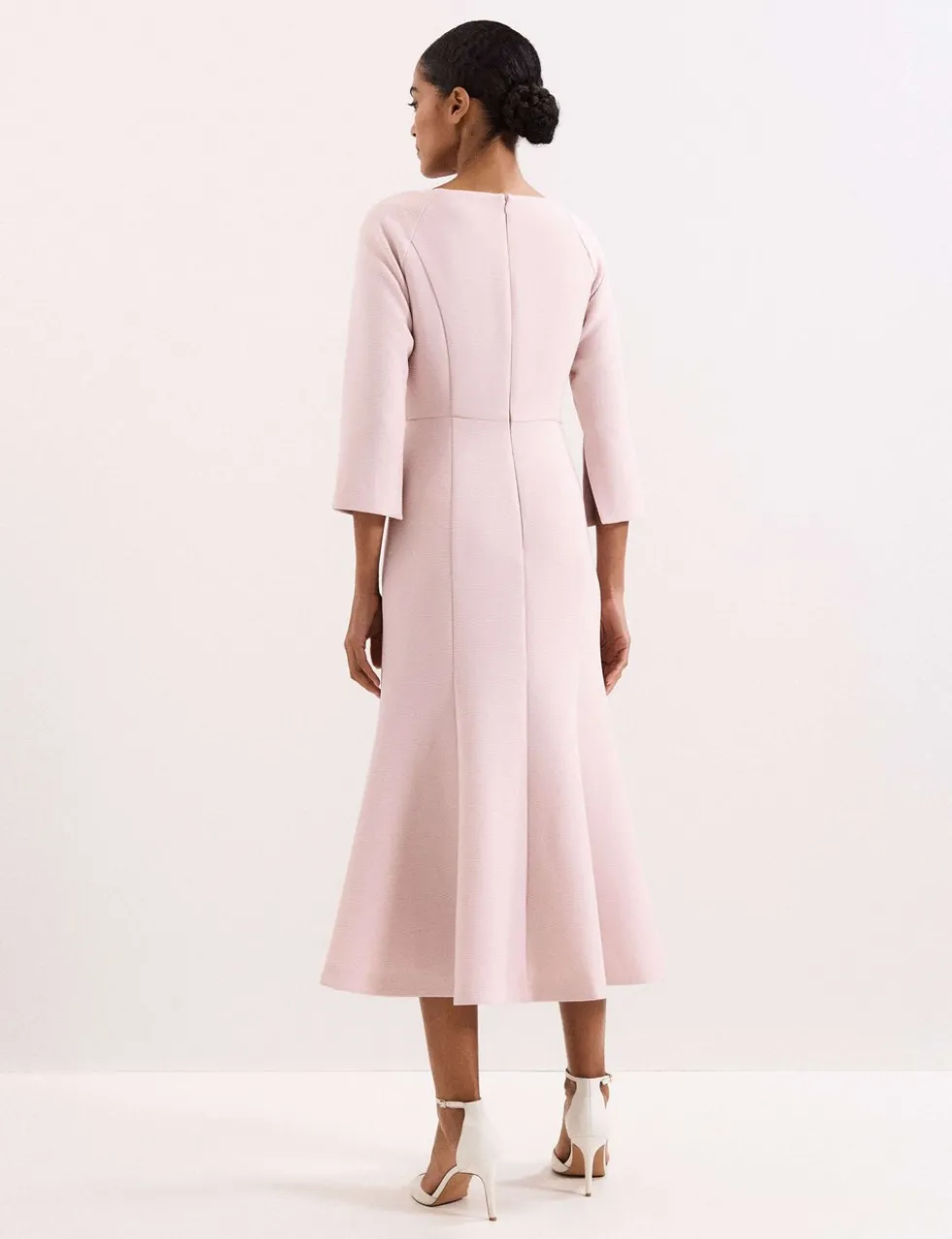 Textured V-Neck Midi Tailored Dress