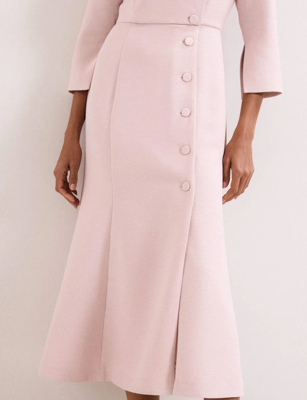 Textured V-Neck Midi Tailored Dress