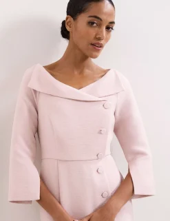 Textured V-Neck Midi Tailored Dress