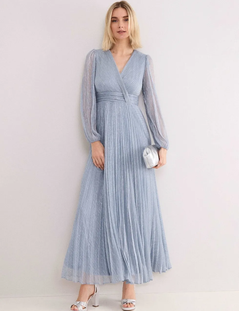 Textured V-Neck Midi Waisted Dress