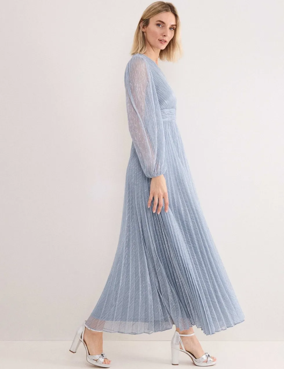 Textured V-Neck Midi Waisted Dress