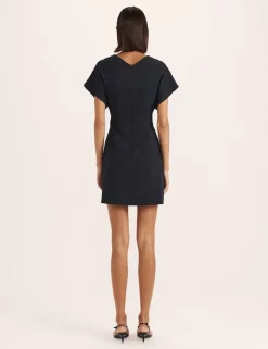 Textured V-Neck Mini Wrap Dress