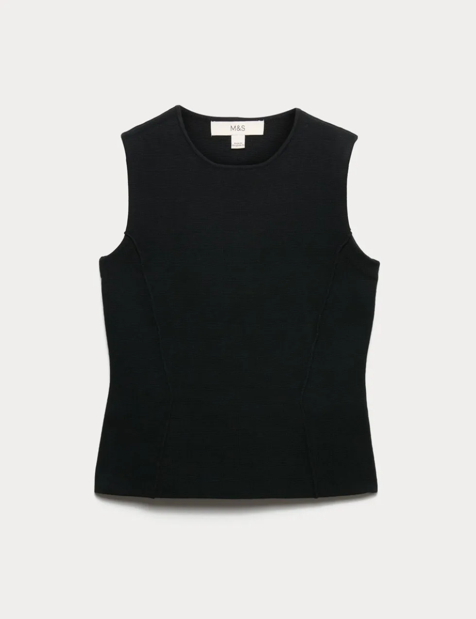 Textured Waisted Slim Fit Knitted Vest
