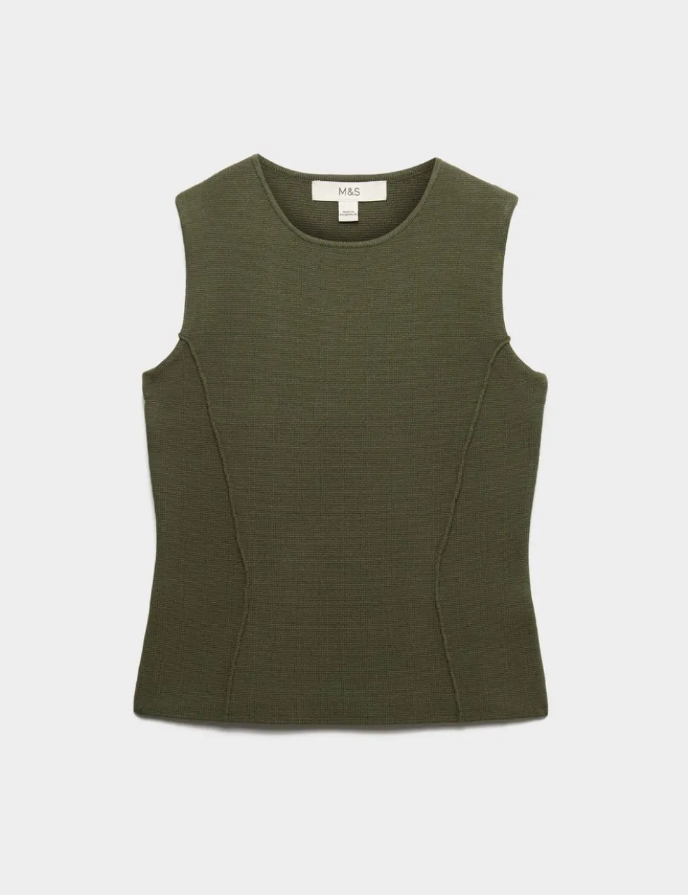 Textured Waisted Slim Fit Knitted Vest