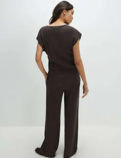 Textured Wide Leg Trousers