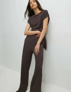 Textured Wide Leg Trousers