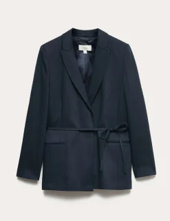 Tie Belted Blazer with Linen