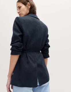 Tie Belted Blazer with Linen
